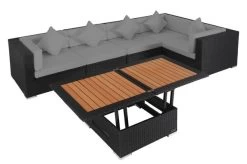 OUTFLEXX Loungemöbel-Set Polyrattan, Schwarz, Für 5 Personen, Inkl. Loungetisch, Wasserfeste Kissenbox -Gartenmöbel Geschäft 3 1714 BOX D.jpg
