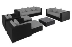 OUTFLEXX Loungemöbel-Set, Schwarz, Polyrattan, Für 9 Personen, Inkl. Kaffeetisch, Wasserfeste Kissenbox -Gartenmöbel Geschäft 3 1716 BOX B.jpg
