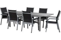 KETTLER Basic Plus Esstischgarnitur, Silber/anthrazit, Alu/Textilene, 180/240x90cm, 6 Stapelsessel -Gartenmöbel Geschäft 3 17232.jpg