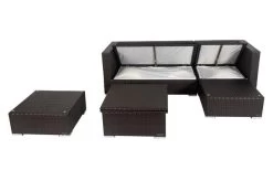 OUTFLEXX Loungemöbel-Set, Braun, Polyrattan, 5 Personen, Wasserfeste Kissenbox, Inkl. Loungetisch -Gartenmöbel Geschäft 3 18227 BOX D.jpg