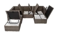 OUTFLEXX Loungemöbel-Set, Grau, Polyrattan, 6 Personen, Verstellbare Sitzflächen, Wasserfeste Kissenbox -Gartenmöbel Geschäft 3 18364 BOX.jpg