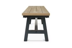OUTFLEXX Belanda Bank, Dark Grey/natur, Alu/recycled FSC®-Teak, 200x40x45cm, Rustikal Gebürstet, A-Gestell -Gartenmöbel Geschäft 3 20322.jpg