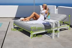 OUTFLEXX Bite Doppelliege, Weiß/3756 Lead Chine, Alu/Sunbrella, 203 X 144 X 38 Cm, Rückenlehne Verstellbar 7 OUTFLEXX Bite Doppelliege, Weiß/3756 Lead Chine, Alu/Sunbrella, 203 X 144 X 38 Cm, Rückenlehne Verstellbar -Gartenmöbel Geschäft 3 20825.jpg