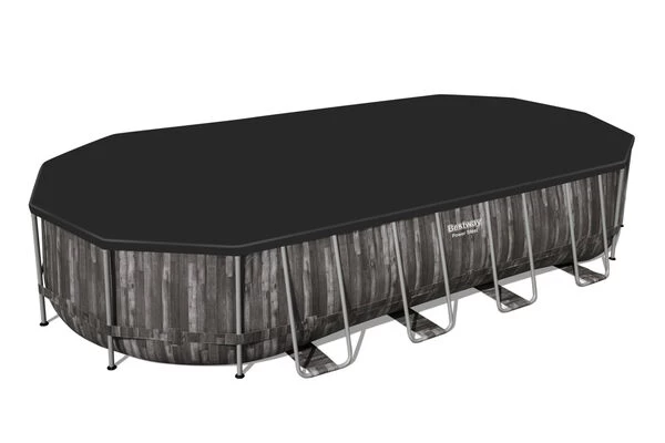 BESTWAY Power Steel Pool, Holz-Optik (dunkelgrau), TriTech, 732x366x122cm, Oval, Mit Filterpumpe, Leiter, Abdeckplane 5 BESTWAY Power Steel Pool, Holz-Optik (dunkelgrau), TriTech, 732x366x122cm, Oval, Mit Filterpumpe, Leiter, Abdeckplane – Bild 3