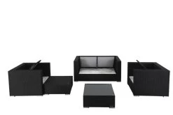 OUTFLEXX Loungemöbel-Set, 5 Personen, Schwarz, Polyrattan, Inkl. Kaffeetisch, Wasserfeste Kissenbox -Gartenmöbel Geschäft 4 1299 BOX B.jpg