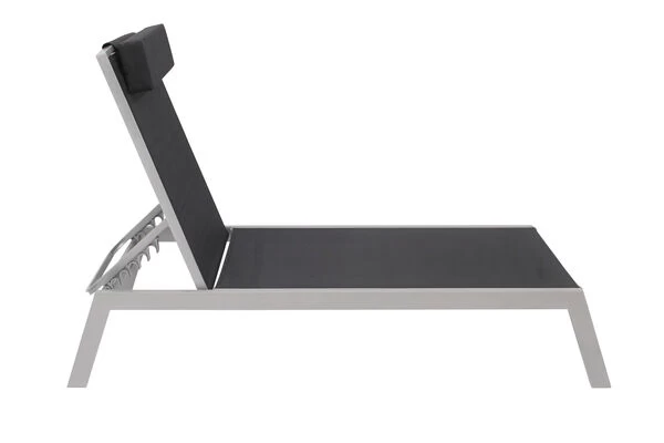 VILLANA Gartenliege, Silber/schwarz, Aluminium/Textil, 198 X 60 X 32 Cm, Verstellbar 6 VILLANA Gartenliege, Silber/schwarz, Aluminium/Textil, 198 X 60 X 32 Cm, Verstellbar – Bild 4