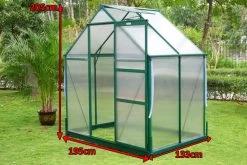 OUTFLEXX Gewächshaus, Grün, Alu/Polycarbonat, 4 Mm, Inkl. Fundament, Pulverb. 133 X 195 X 205 Cm -Gartenmöbel Geschäft 4 13740.jpg