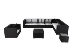 OUTFLEXX Loungemöbel-Set, Schwarz, Polyrattan, Für 8 Personen, Inkl. Loungetisch, Wasserfeste Kissenbox -Gartenmöbel Geschäft 4 1380 BOX D.jpg