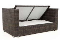 OUTFLEXX 2-Sitzer Sofa, Braun Marmoriert, Polyrattan, 152 X 85 X 70 Cm, Wasserfeste Kissenbox -Gartenmöbel Geschäft 4 15734 2 BOX.jpg