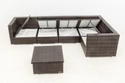 OUTFLEXX Loungemöbel-Set, 5 Pers, Braun Marmoriert, Polyrattan, Wasserfeste Kissenbox, Inkl. Loungetisch -Gartenmöbel Geschäft 4 16064 BOX D.jpg