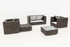 OUTFLEXX Loungemöbel-Set, Polyrattan, Braun Marmoriert, 5 Pers, Wasserfeste Kissenbox, Inkl. Beistelltisch -Gartenmöbel Geschäft 4 16066 BOX B.jpg