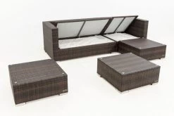 OUTFLEXX Loungemöbel-Set, Braun Marmoriert, 5 Pers, Polyrattan, Wasserfeste Kissenbox, Inkl. Beistelltisch -Gartenmöbel Geschäft 4 16068 BOX B.jpg