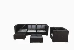 OUTFLEXX Loungemöbel-Set, Braun, Polyrattan, Für 5 Personen, Inkl. Kaffeetisch, Wasserfeste Kissenbox -Gartenmöbel Geschäft 4 1713 BOX B.jpg