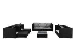 OUTFLEXX Loungemöbel-Set, Schwarz, Polyrattan, Für 9 Personen, Inkl. Kaffeetisch, Wasserfeste Kissenbox -Gartenmöbel Geschäft 4 1716 BOX B.jpg