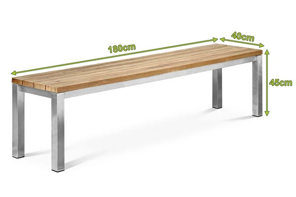 OUTFLEXX Gartenbank, Edelstahl/recyceltes FSC®-Teak, 180x40x45cm, Rustikal Gebürstet 7 OUTFLEXX Gartenbank, Edelstahl/recyceltes FSC®-Teak, 180x40x45cm, Rustikal Gebürstet – Bild 5