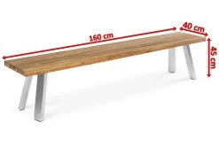 OUTFLEXX Gartenbank, Edelstahl/recyceltes FSC®-Teak, 160x40x45cm, A-Gestell, Rustikal Gebürstet -Gartenmöbel Geschäft 4 18322.jpg