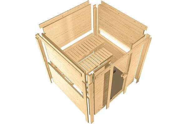 KARIBU Massivholzsauna Sinai 3, Fichtenholz 40mm, Eckeinstieg, Ca. 2m² 6 KARIBU Massivholzsauna Sinai 3, Fichtenholz 40mm, Eckeinstieg, Ca. 2m² – Bild 4