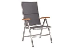 STERN Cardiff Set, Silber/silbergrau, Edelstahl/FSC-Teak, Tisch 200/300 X 100 Cm, 4 Stapel-, 2 Multipositionssessel -Gartenmöbel Geschäft 4 19742.jpg