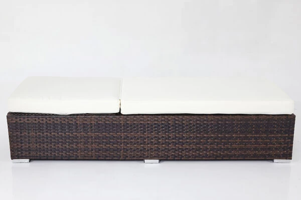 OUTFLEXX 2er-Set Sonnenliegen, Braun Marmoriert, Polyrattan, Je 200x70x45cm, Mit Beistelltisch 6 OUTFLEXX 2er-Set Sonnenliegen, Braun Marmoriert, Polyrattan, Je 200x70x45cm, Mit Beistelltisch – Bild 4