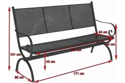 MBM Bank Romeo, Marone, Schmiedeeisen Verzinkt, Pulverbeschichtet, 3-Sitzer, 171x101x68 Cm -Gartenmöbel Geschäft 5 10896.jpg