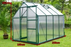 OUTFLEXX Gewächshaus, Grün, Alu/Polycarbonat, 6mm, Inkl. Fundament, Pulverb. 258 X 195 X 205 Cm -Gartenmöbel Geschäft 5 13757.jpg