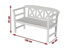 VILLANA Gartenbank, Weiß, Akazienholz, 128 X 54 X 81 Cm, 2 Personen -Gartenmöbel Geschäft 5 13853.jpg