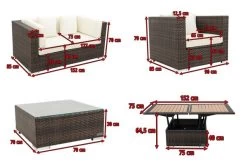 OUTFLEXX Loungemöbel-Set, Polyrattan, Braun Marmoriert, 5 Pers, Wasserfeste Kissenbox, Inkl. Loungetisch -Gartenmöbel Geschäft 5 16066 BOX D.jpg