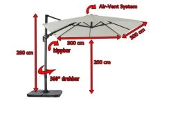 OUTFLEXX Ampelschirm, Creme, Pulverbesch. Aluminium, 300x300 Cm, Inkl. Plattenständer, Twist-Funktion -Gartenmöbel Geschäft 5 16108.jpg