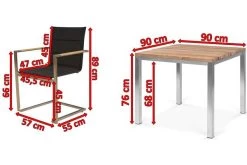 OUTFLEXX Esstischgarnitur, Edelstahl / Recyceltes FSC-Teak, Tisch 90 X 90 Cm, 4 Freischwinger Padded, Schwarz -Gartenmöbel Geschäft 5 17258.jpg