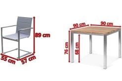 OUTFLEXX Esstischgarnitur, Edelstahl / Recyceltes FSC-Teak, Tisch 90 X 90 Cm, 4 Freischwinger Padded, Silber -Gartenmöbel Geschäft 5 17259.jpg