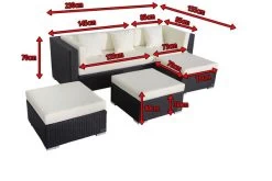 OUTFLEXX Loungemöbel-Set, Schwarz, Polyrattan, 5 Personen, Wasserfeste Kissenbox, Inkl. Kaffeetisch -Gartenmöbel Geschäft 5 18226 BOX B.jpg