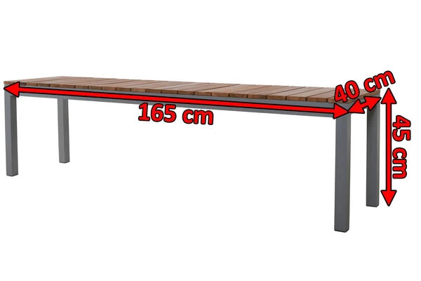 VILLANA Bank, Alu Pulverbeschichtet / FSC Akazienholz, 3 Personen, 165 X 40 X 45 Cm 7 VILLANA Bank, Alu Pulverbeschichtet / FSC Akazienholz, 3 Personen, 165 X 40 X 45 Cm – Bild 5