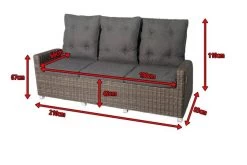OUTFLEXX Dining 3-Sitzer Sofa, Grau, Polyrattan, 210 X 83 X 110 Cm, Mehrfach Verstellbar -Gartenmöbel Geschäft 5 18913.jpg