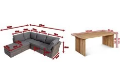 OUTFLEXX Loungegarnitur, Polyrattan/Teakholz, Tisch 160x90cm, Für 5 Personen, Wasserfeste Kissenbox -Gartenmöbel Geschäft 5 19390.jpg