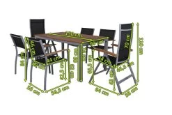 VILLANA Esstischgarnitur, Silber/schwarz, Alu / FSC-Akazienholz, Gartentisch 150 X 90 Cm, 4 Stapelsessel, 2 Hochlehner -Gartenmöbel Geschäft 5 19681.jpg