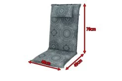 DOPPLER Lyra Stuhlauflage Hochlehner, Grau Gemustert, Polyester, 120 X 48 X 7 Cm, Mit Kopfkissen Und Reißverschluss -Gartenmöbel Geschäft 5 19683.jpg