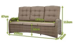 Ploß Rabida Comfort Dining / Lounge 3-Sitzer Sofa, Champagner-meliert, Polyrattan, 210x85x112 Cm, Verstellbar -Gartenmöbel Geschäft 5 20164.jpg