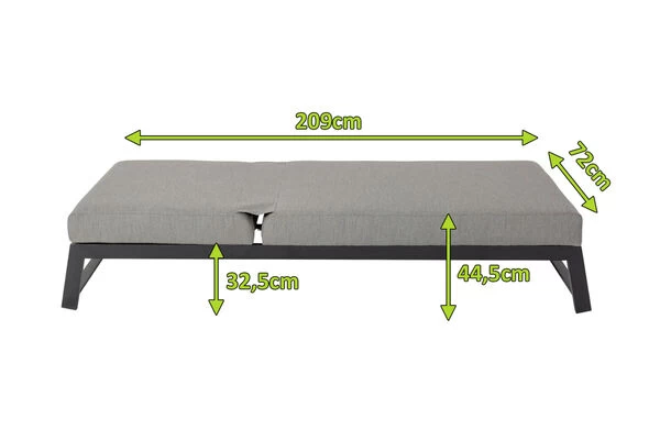 OUTFLEXX Allure Sonnenliege, Flanelle, Alu/Sunbrella, 211 X 74 X 44,5 Cm, Verstellbare Kopfstütze 7 OUTFLEXX Allure Sonnenliege, Flanelle, Alu/Sunbrella, 211 X 74 X 44,5 Cm, Verstellbare Kopfstütze – Bild 5