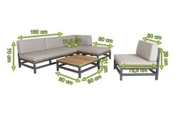 OUTFLEXX Ecklounge, Anthrazit, Alu/Akazie, 5 Personen, Inkl. Polster In Grau, Tisch 80 X 80 Cm Und Hocker -Gartenmöbel Geschäft 5 21016.jpg