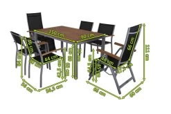 VILLANA Esstischset, Silber/schwarz, Alu/FSC-Akazie, Gartentisch 150 X 90 Cm, 2 Relaxsessel, 4 Stapelsessel -Gartenmöbel Geschäft 5 21286.jpg