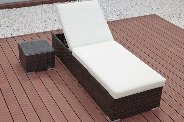 OUTFLEXX 2er-Set Sonnenliegen, Braun Marmoriert, Polyrattan, Je 200x70x45cm, Mit Beistelltisch 7 OUTFLEXX 2er-Set Sonnenliegen, Braun Marmoriert, Polyrattan, Je 200x70x45cm, Mit Beistelltisch – Bild 5