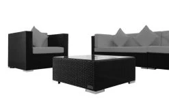 OUTFLEXX Loungemöbel-Set, Schwarz, Polyrattan, Für 8 Personen, Inkl. Kaffeetisch, Wasserfeste Kissenbox -Gartenmöbel Geschäft 6 1380 BOX B.jpg