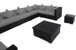 OUTFLEXX Loungemöbel-Set, Schwarz, Polyrattan, Für 8 Personen, Inkl. Loungetisch, Wasserfeste Kissenbox -Gartenmöbel Geschäft 6 1380 BOX D.jpg