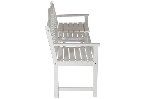 VILLANA Gartenbank, Weiß, Akazienholz, 152 X 59 X 86 Cm, 2-3 Personen, Klapptisch-Funktion 8 VILLANA Gartenbank, Weiß, Akazienholz, 152 X 59 X 86 Cm, 2-3 Personen, Klapptisch-Funktion – Bild 6
