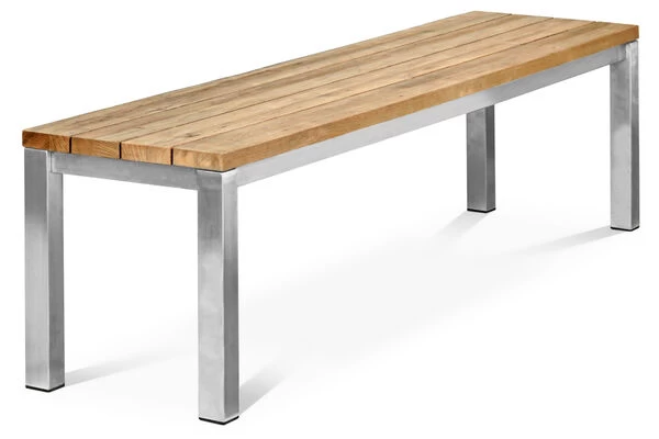 OUTFLEXX Gartenbank, Edelstahl/recyceltes FSC®-Teak, 180x40x45cm, Rustikal Gebürstet 8 OUTFLEXX Gartenbank, Edelstahl/recyceltes FSC®-Teak, 180x40x45cm, Rustikal Gebürstet – Bild 6