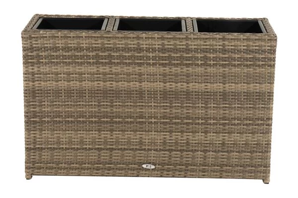Ploß Rabida Pflanzgefäß, Champagner-meliert, Polyrattan, 113x40x70 Cm, Mit 3 Kunststoffeinsätzen 8 Ploß Rabida Pflanzgefäß, Champagner-meliert, Polyrattan, 113x40x70 Cm, Mit 3 Kunststoffeinsätzen – Bild 6