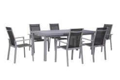 OUTFLEXX Premium Esstischgarnitur, Silber/grau, Alu/Textilene, Ausziehtisch 180/240 X 100 Cm, 6 Stapelsessel -Gartenmöbel Geschäft 6 21433.jpg