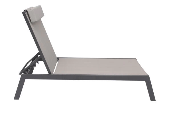 VILLANA 2er-Set Sonnenliegen, Anthrazit/grau, Alu/Textil, 198x66x32cm, Mit Beistelltisch 45x45cm 11 VILLANA 2er-Set Sonnenliegen, Anthrazit/grau, Alu/Textil, 198x66x32cm, Mit Beistelltisch 45x45cm – Bild 9