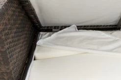 OUTFLEXX 2-Sitzer Ecksofa, Braun Marmoriert, Polyrattan, 145 X 85 X 70 Cm, Wasserfeste Kissenbox, Armlehne Li. -Gartenmöbel Geschäft 7 15734 3 BOX.jpg