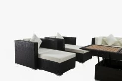OUTFLEXX Loungemöbel-Set, Braun, Polyrattan, Für 9 Personen, Inkl. Loungetisch, Wasserfeste Kissenbox -Gartenmöbel Geschäft 7 1599 BOX D.jpg